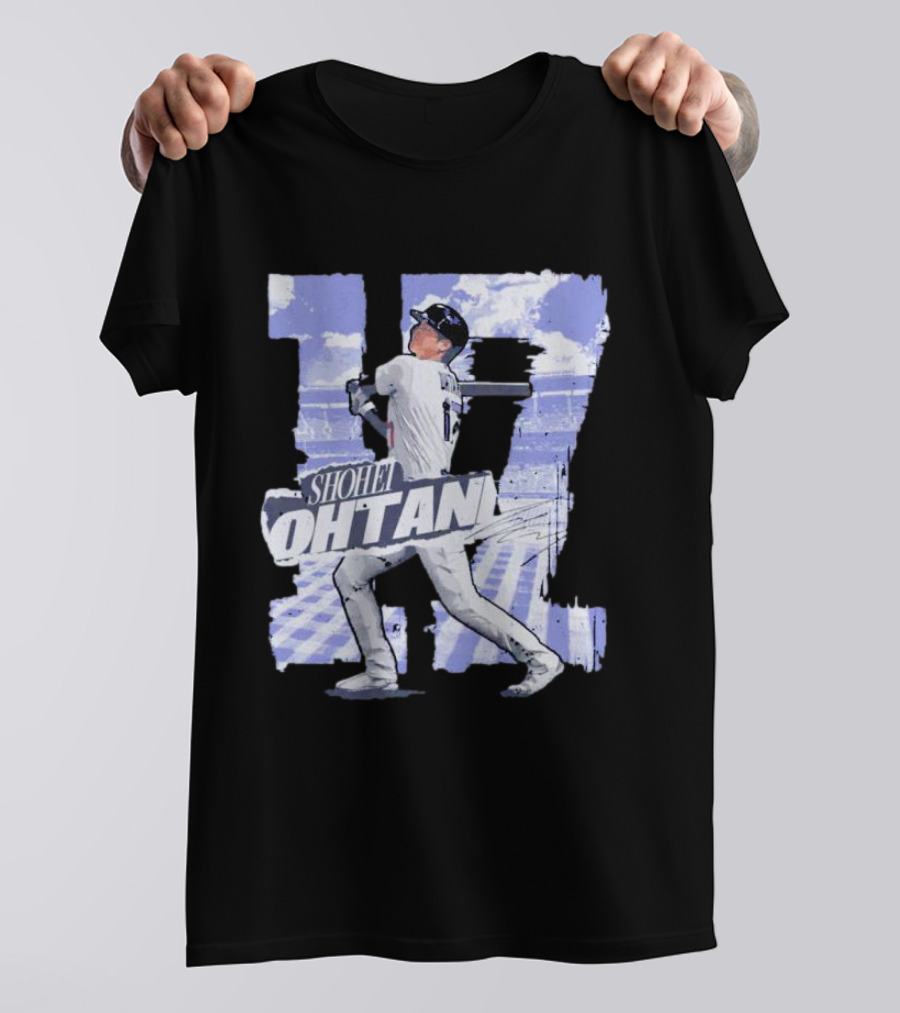 Shohei Ohtani Baseball Cartoon 17 Signature T-Shirt