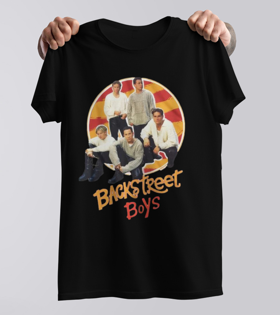 Backstreet Boys Striped Circle Group Image T-Shirt