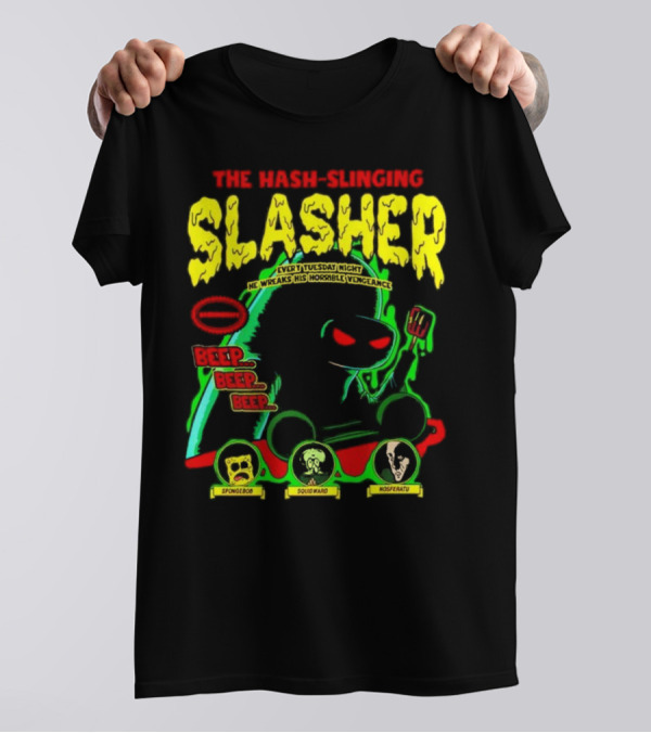 The Hash-Slinging Slasher Every Tuesday Night Beep Beep Featuring Spongebob Squidward Nosferatu T-Shirt