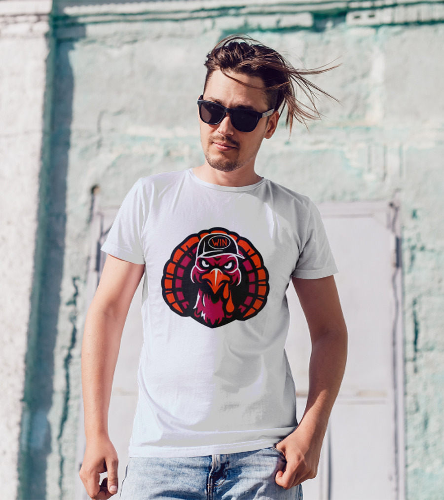 Turkey Wearing A Win Hat With Fierce Expression T-Shirt