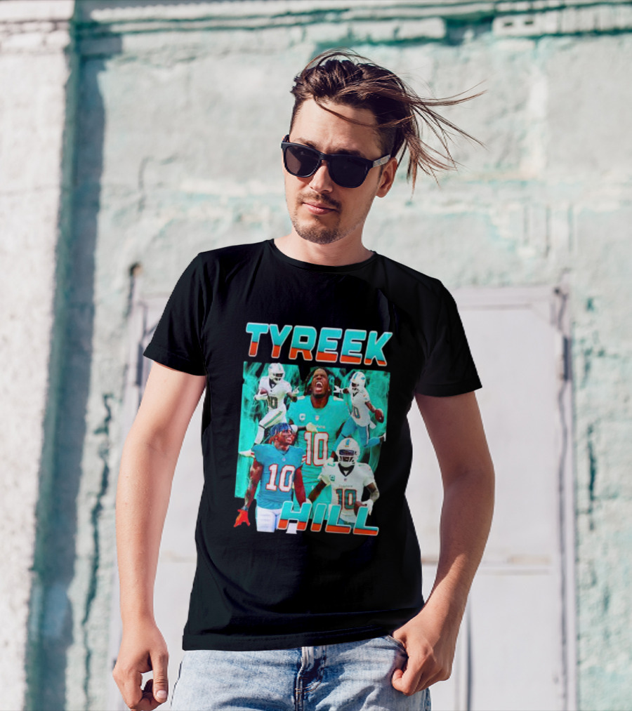 TYREEK HILL Picture Collage Miami Dolphins Football Images T-Shirt