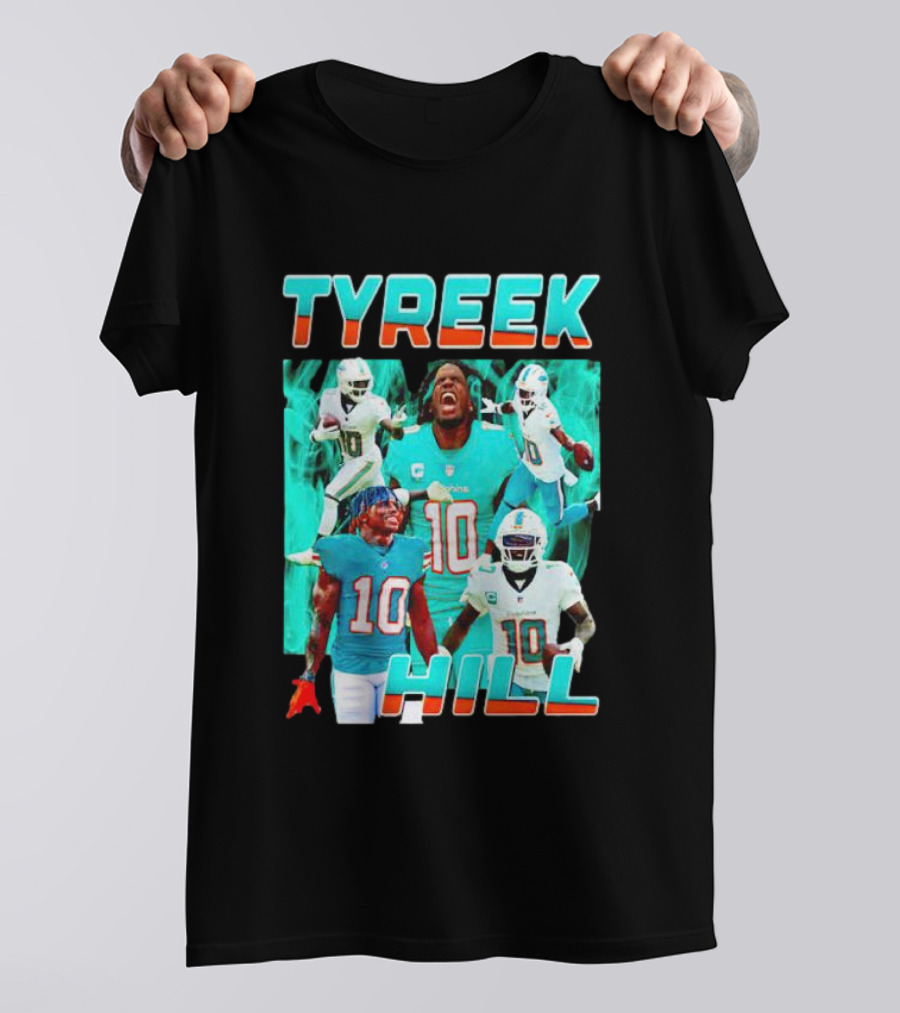 TYREEK HILL Picture Collage Miami Dolphins Football Images T-Shirt