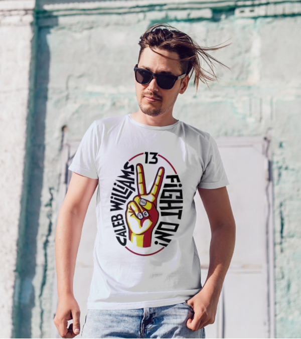 Caleb Williams 13 Fight On USC Trojans Peace Sign T-Shirt