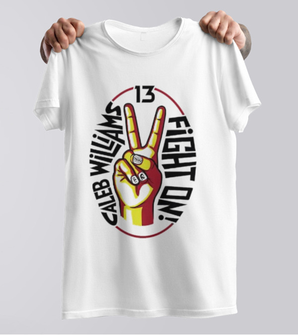 Caleb Williams 13 Fight On USC Trojans Peace Sign T-Shirt
