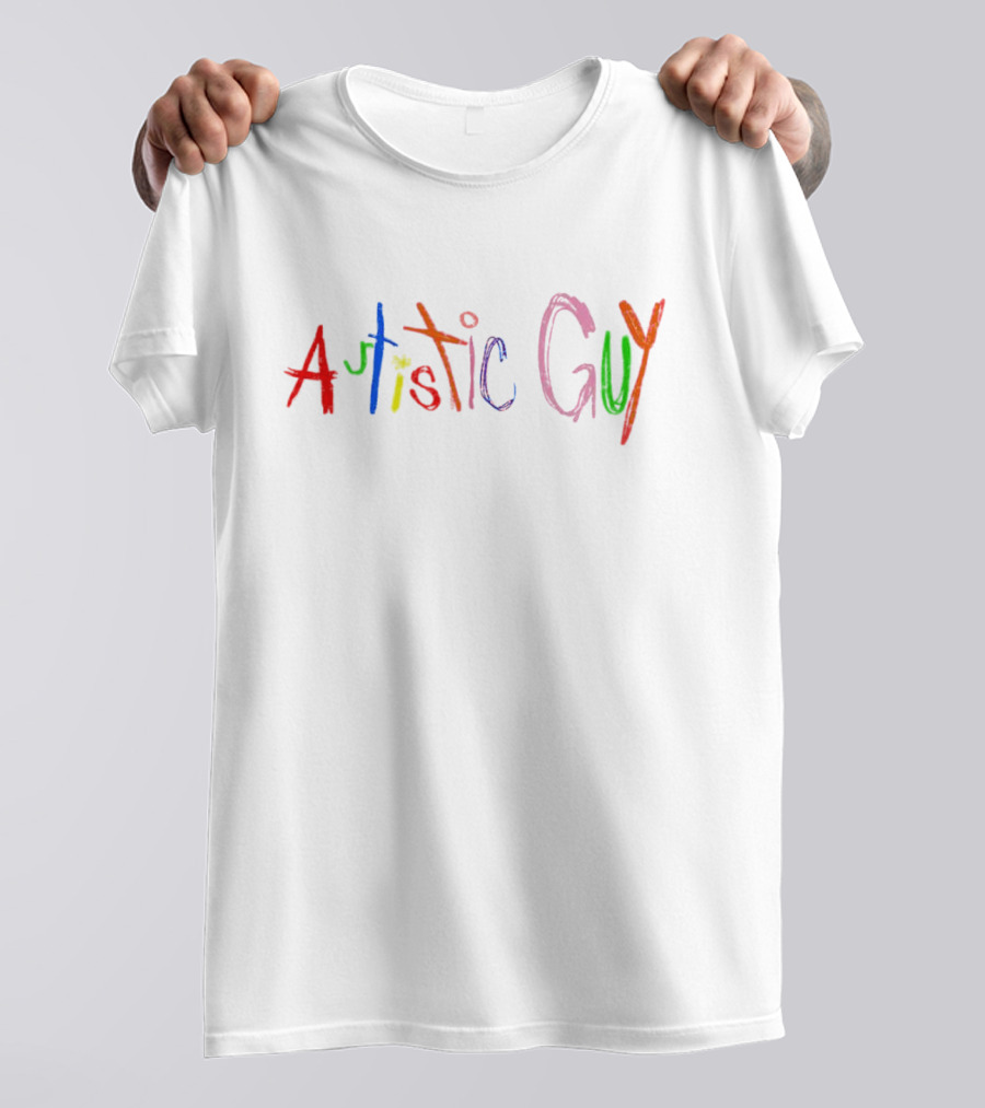 Autistic Guy Multicolored Handwritten Text T-Shirt