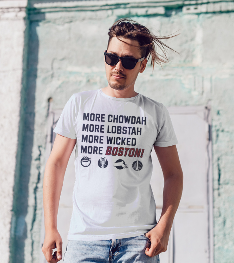 More Chowdah More Lobstah More Wicked More Boston Icons Bowl Lobster Hat Bridge T-Shirt