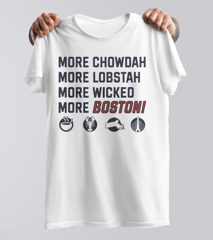 More Chowdah More Lobstah More Wicked More Boston Icons Bowl Lobster Hat Bridge T-Shirt