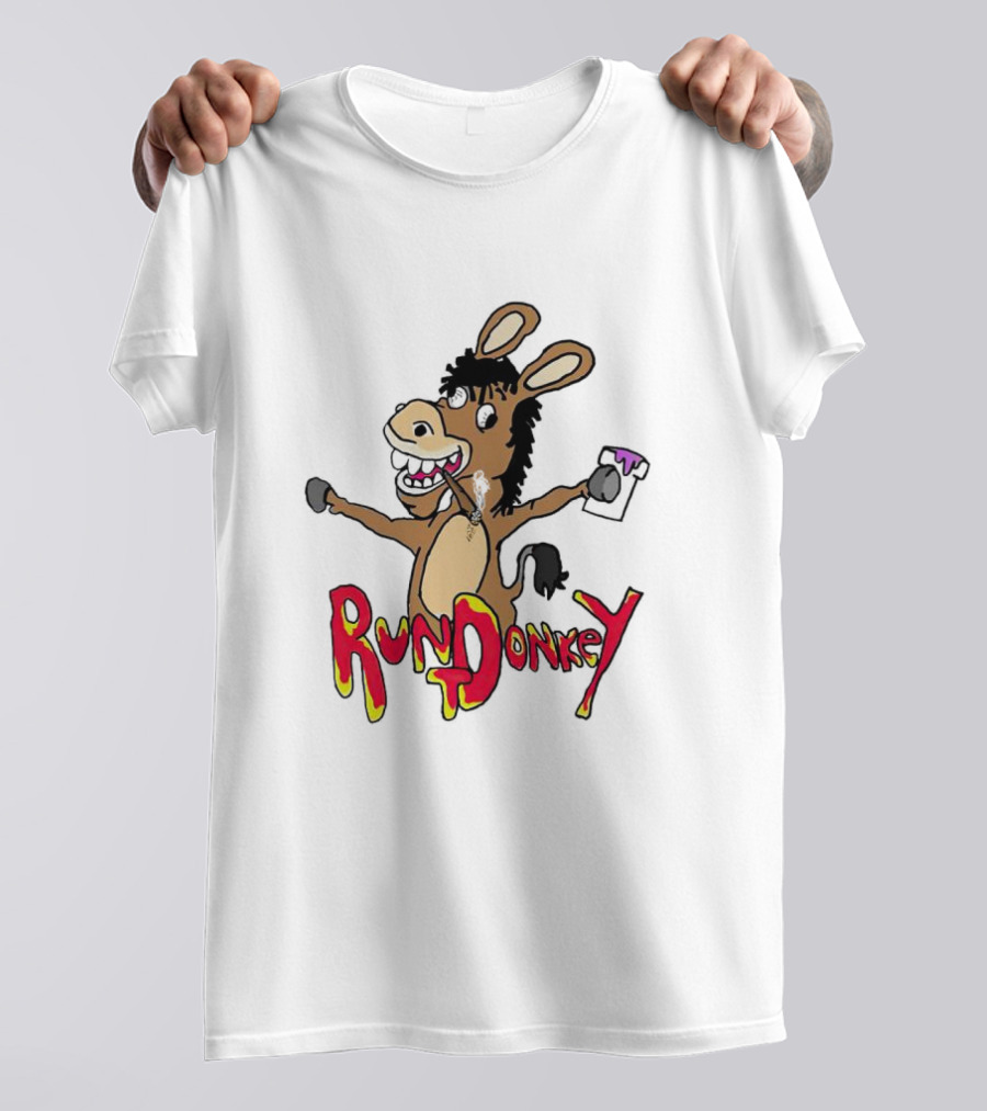 Rund Donkey Cartoon Character With Paint Can T-Shirt