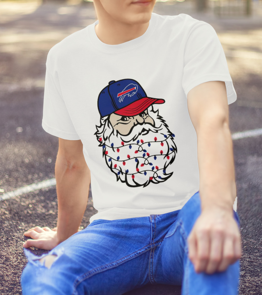 Santa Buffalo Bills Christmas Lights Beard Football T-Shirt