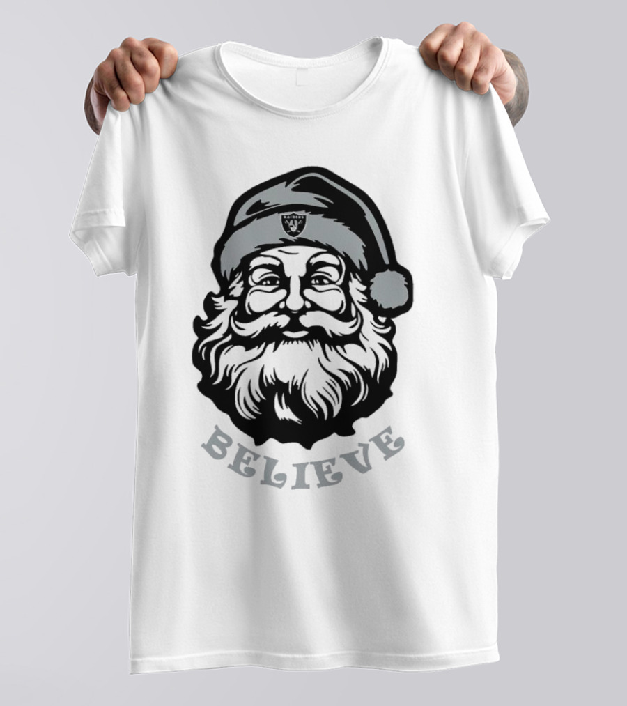 Las Vegas Raiders Santa Claus Believe Christmas T-Shirt