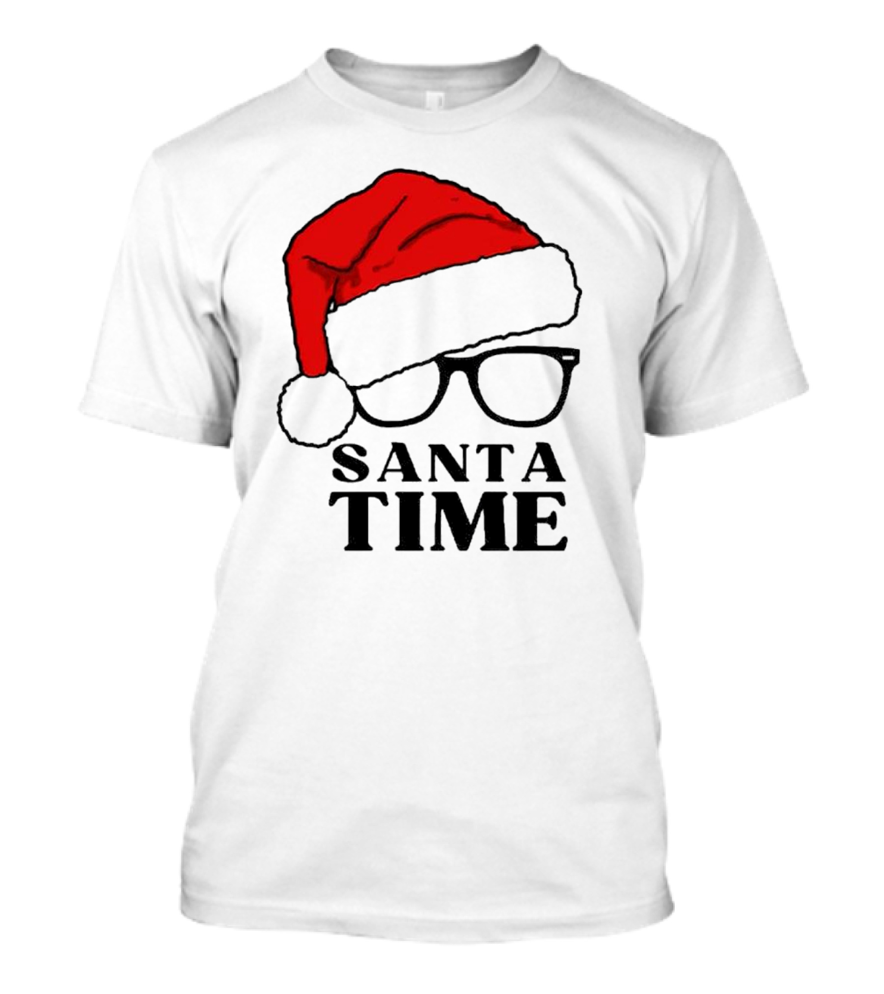 Santa Time Red Hat And Glasses Christmas T-Shirt