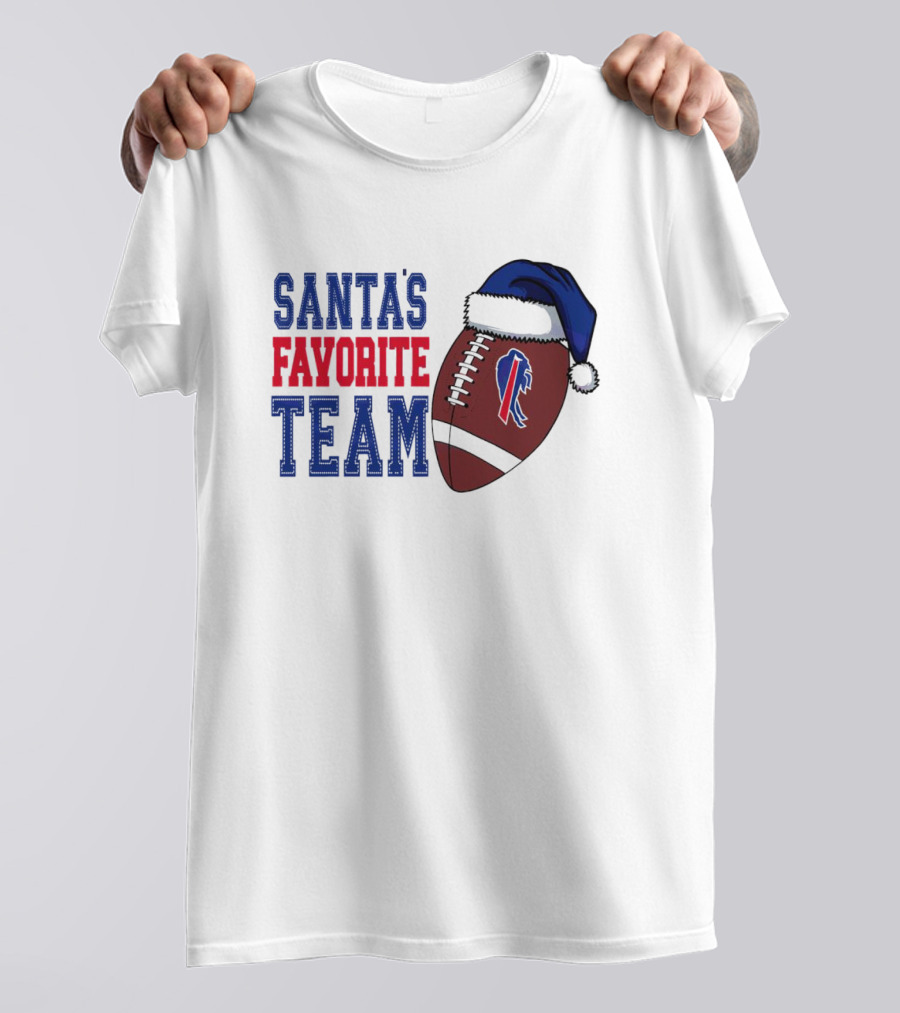 Santa's Favorite Team Buffalo Bills Christmas Football Holiday T-Shirt