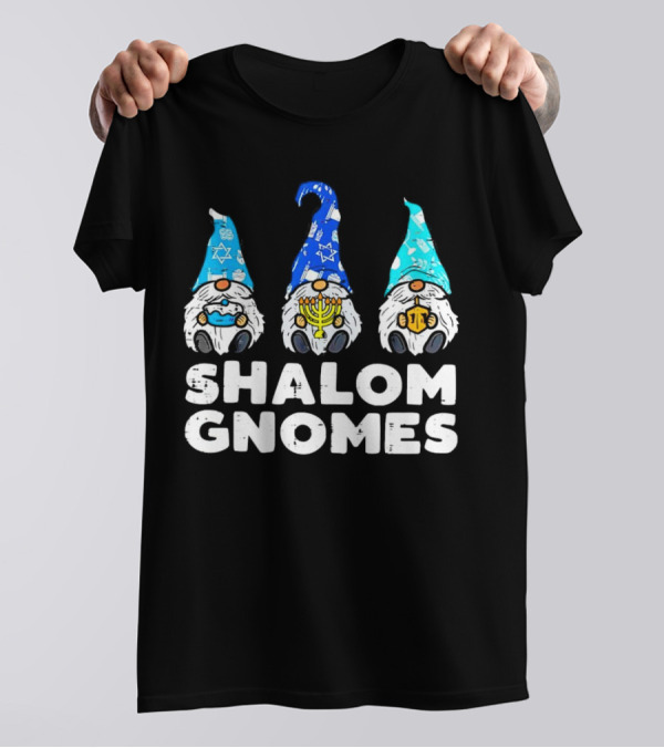 Shalom Gnomes Hanukkah Menorah Star Of David T-Shirt