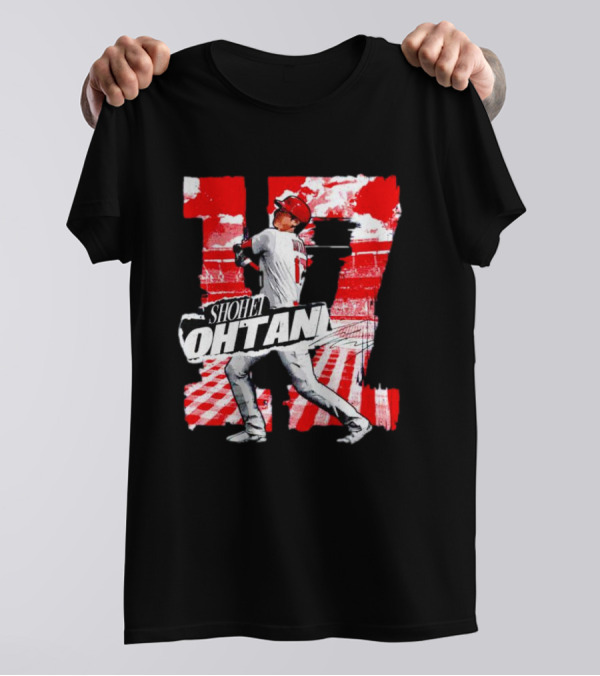 Shohei Ohtani Los Angeles Baseball 17 Cartoon Signature T-Shirt