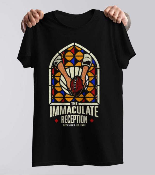 The Immaculate Reception December 23, 1972 Stained Glass Football Catch T-Shirt