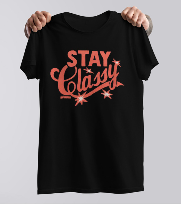 Anchorman Stay Classy Red Text With Stars T-Shirt