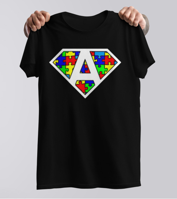 Autism Awareness Superhero Puzzle Emblem T-Shirt