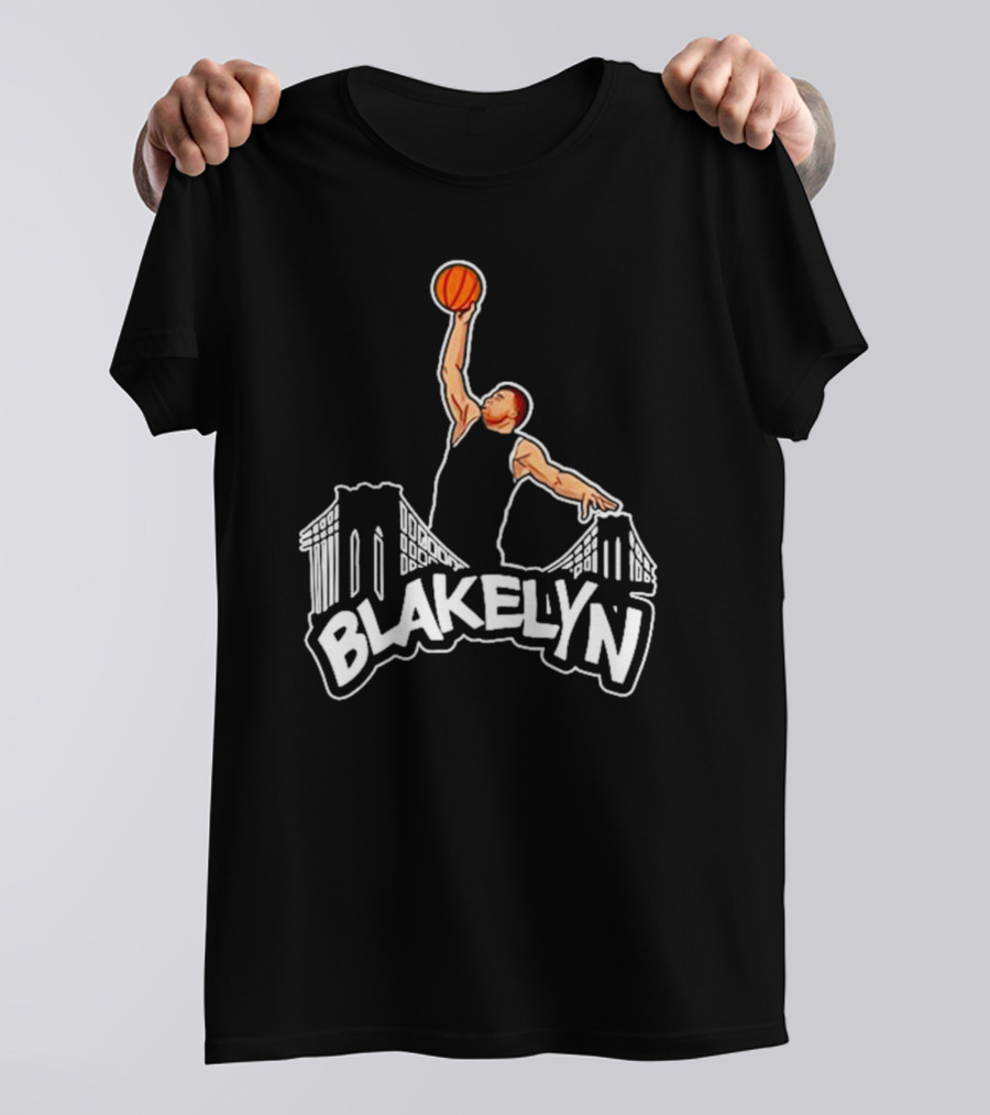 Blakelyn Basketball Dunk Over Bridge Skyline T-Shirt