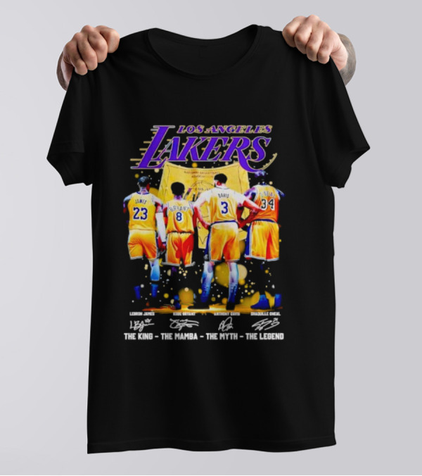 Los Angeles Lakers LeBron James Kobe Bryant Anthony Davis Shaquille O'Neal The King The Mamba The Myth The Legend T-Shirt