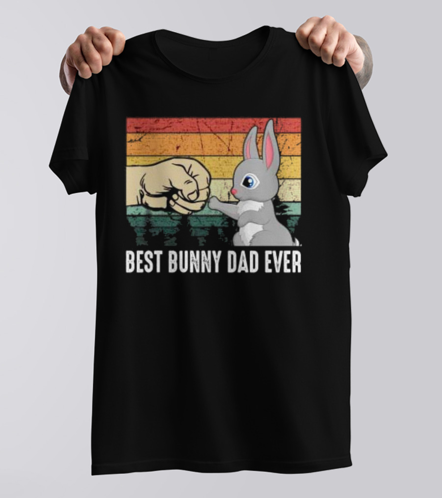 BEST BUNNY DAD EVER Vintage Fist Bump With Rabbit T-Shirt