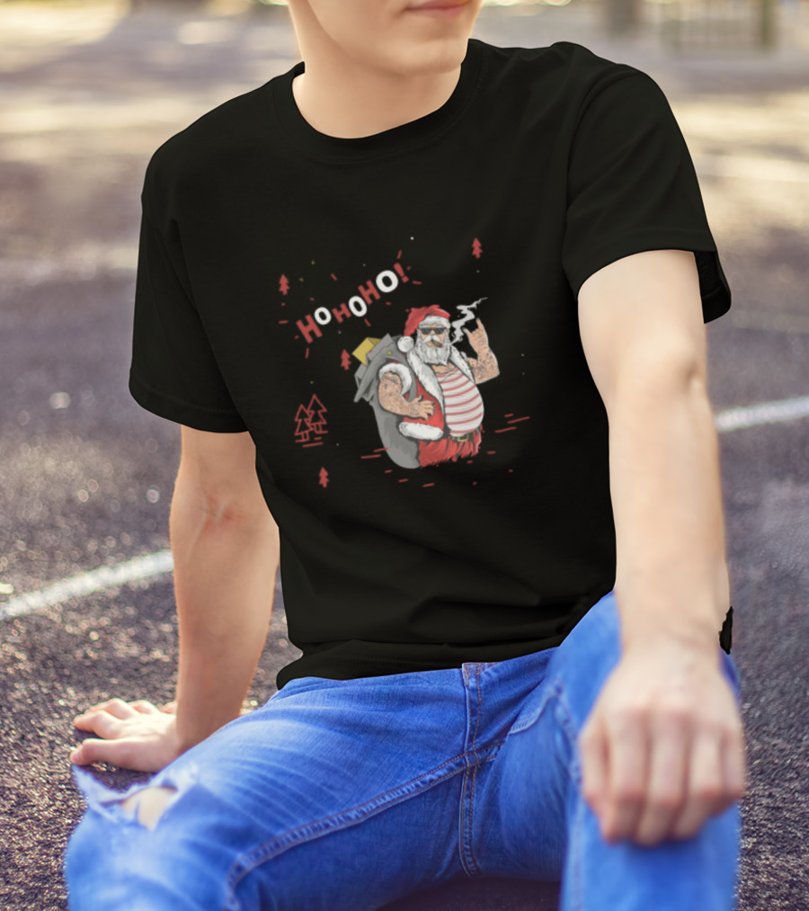 Santa Tricks With Ho Ho Ho Christmas T-Shirt