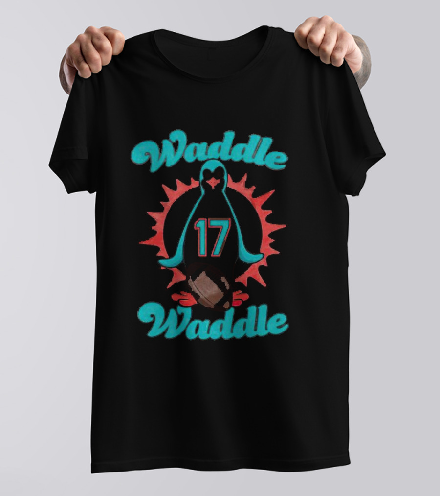 Waddle Waddle 17 Penguin Football Sunburst T-Shirt