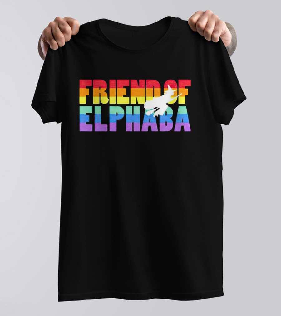 Friend Of Elphaba Pride Rainbow Flying Witch T-Shirt