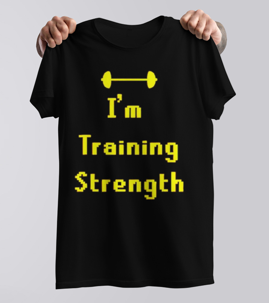 I'm Training Strength Retro Pixel Dumbbell T-Shirt