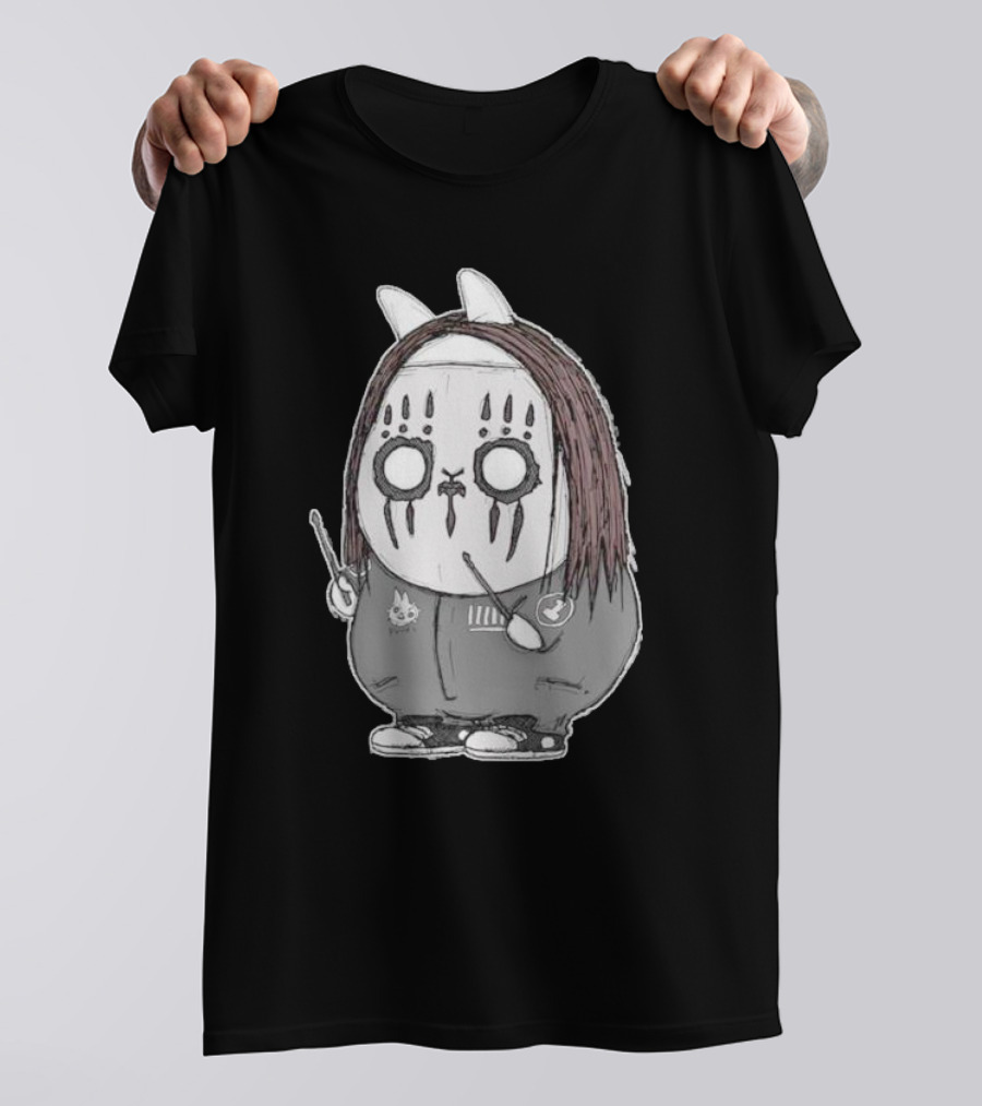 Joey Jordison Fuuki Bunny Drummer Character With Long Hair And Drumsticks T-Shirt
