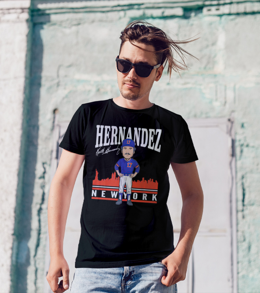 Hernandez Keith Hernandez Caricature New York 17 Signature T-Shirt