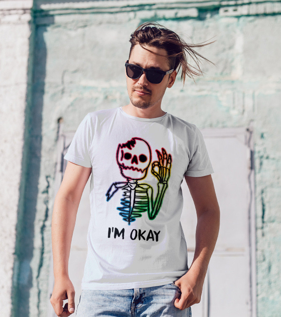 Skeleton Pride Gay Rainbow I'm Okay T-Shirt