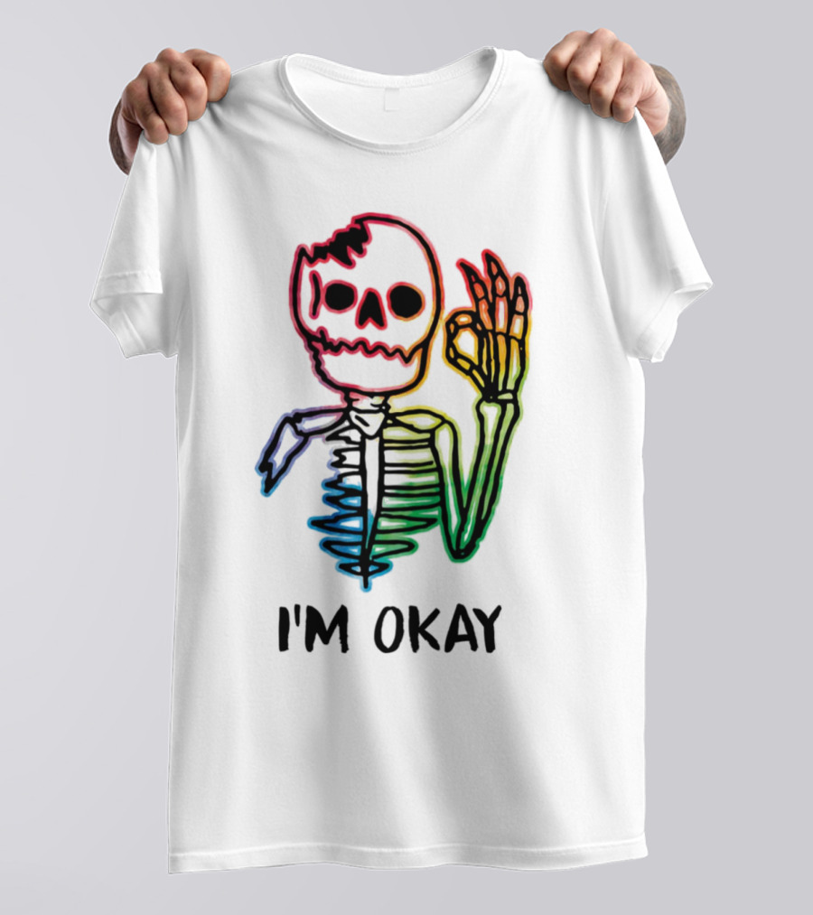 Skeleton Pride Gay Rainbow I'm Okay T-Shirt