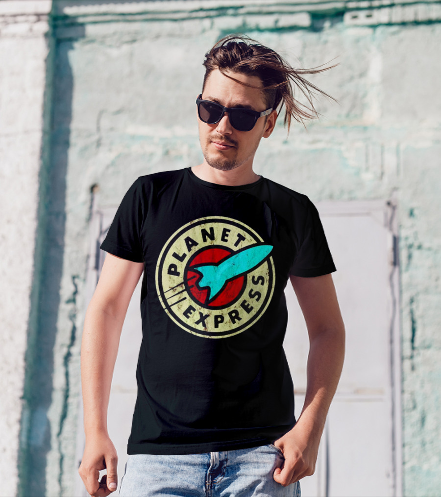 Futurama Retro Planet Express Vintage Rocket Emblem T-Shirt