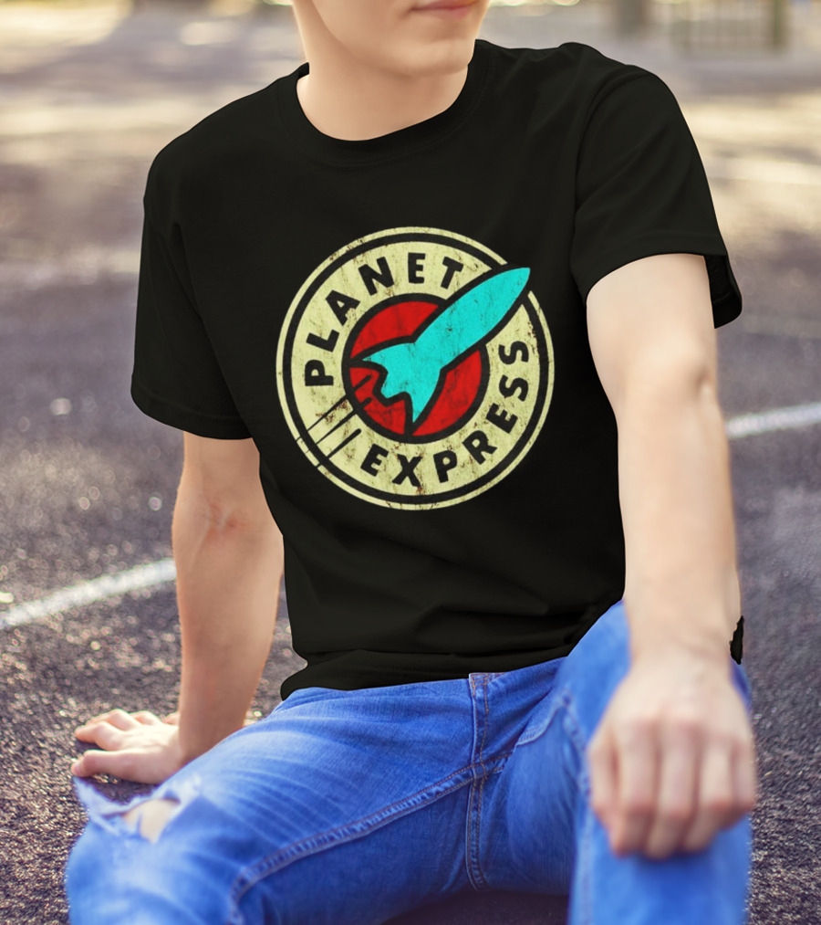 Futurama Retro Planet Express Vintage Rocket Emblem T-Shirt