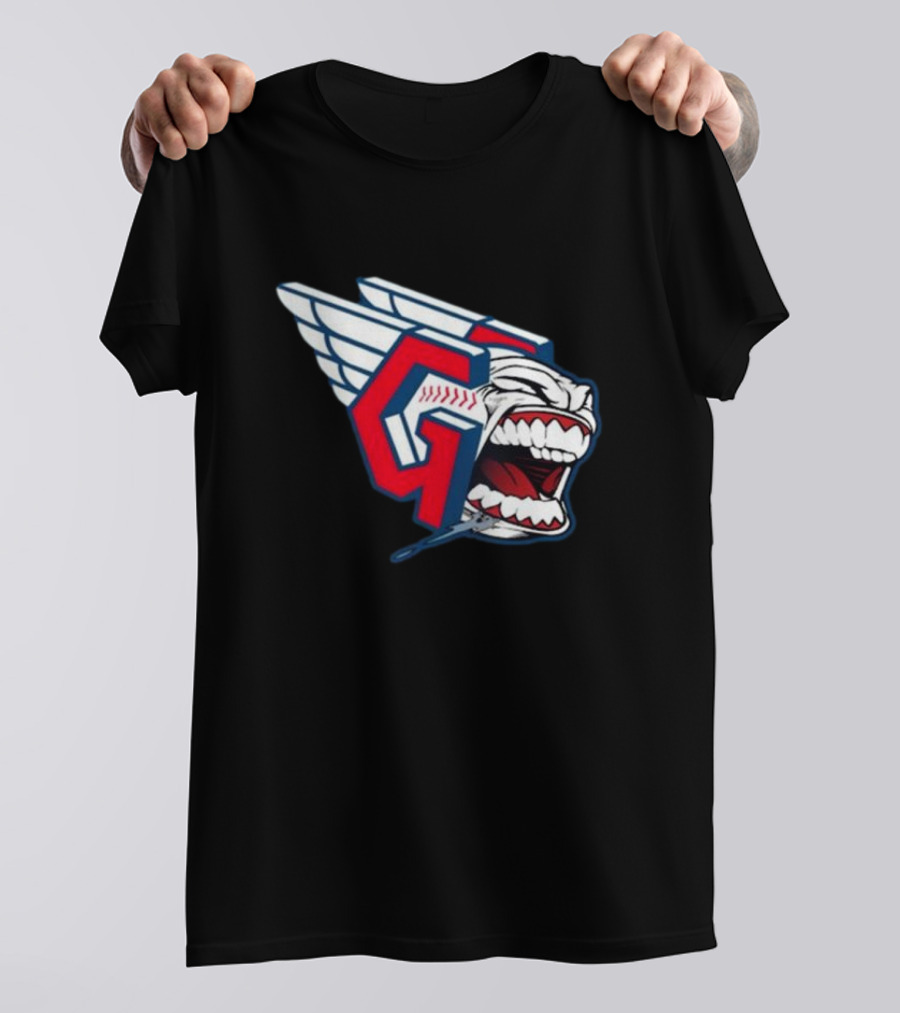 Cleveland Guardians Screaming G With Baseball Bat Wings T-Shirt