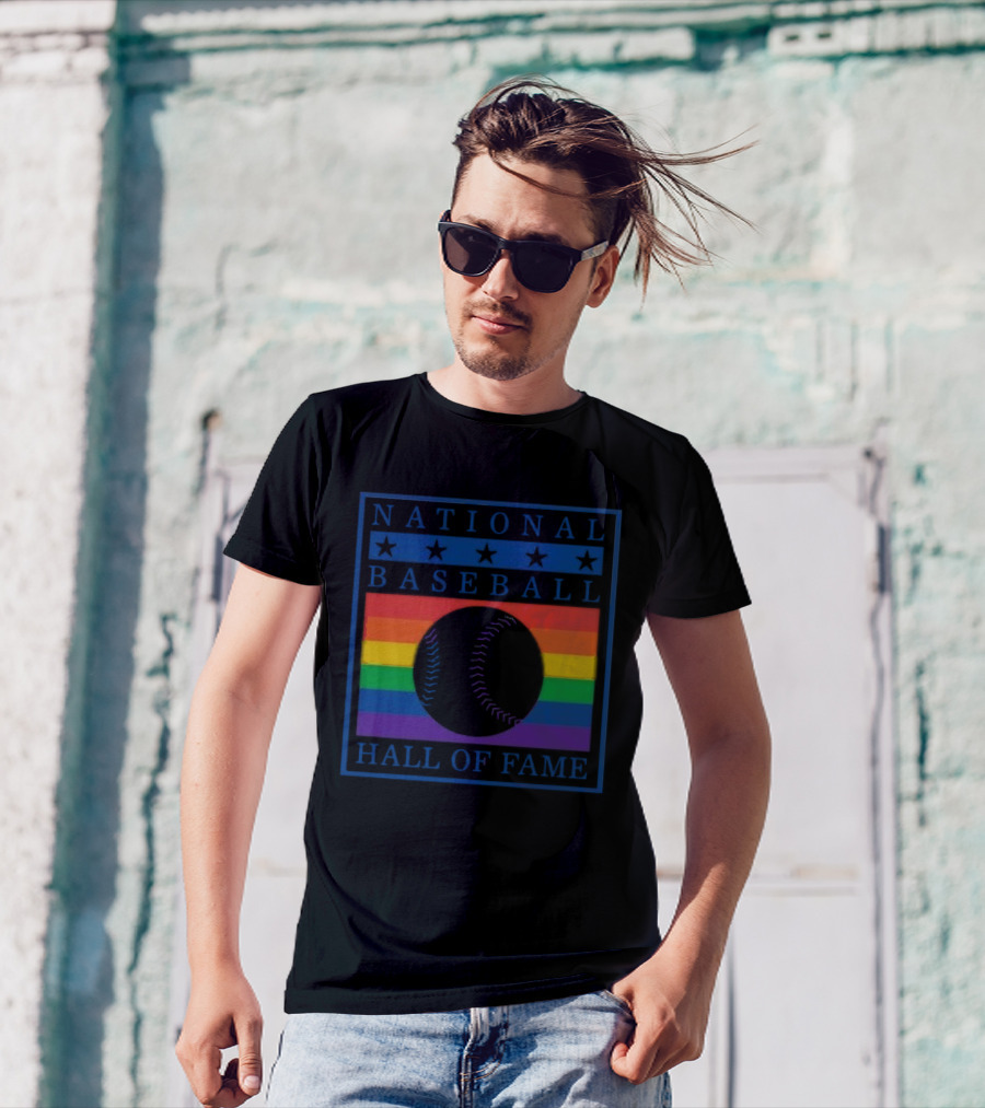 National Baseball Hall Of Fame Rainbow Pride Emblem T-Shirt