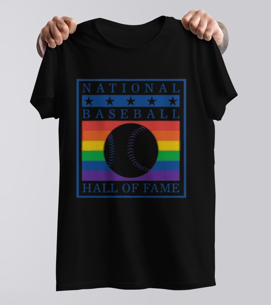 National Baseball Hall Of Fame Rainbow Pride Emblem T-Shirt