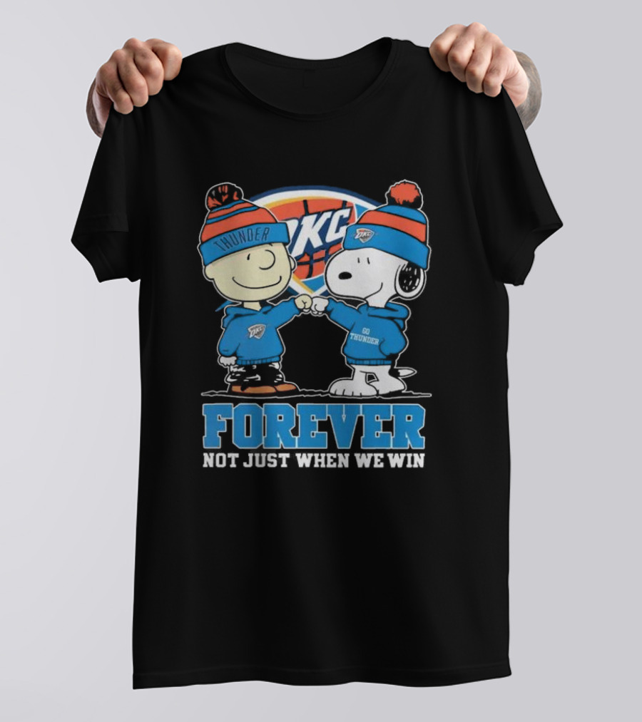 Snoopy Charlie Brown OKC Thunder Fist Bump Forever Not Just When We Win T-Shirt