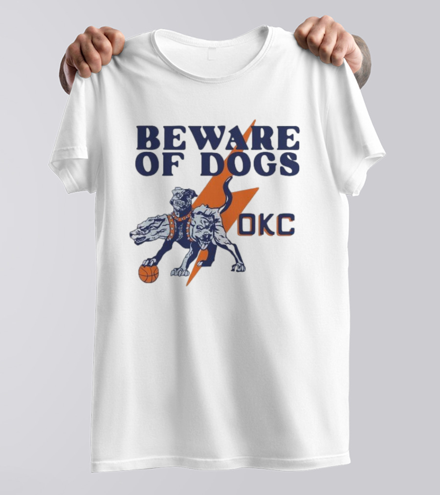 Beware Of Dogs OKC Thunder Basketball Team Lightning T-Shirt