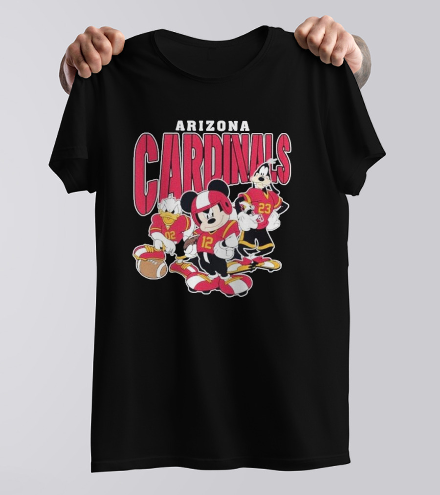 Arizona Cardinals Mickey Donald Duck Goofy Football Team T-Shirt