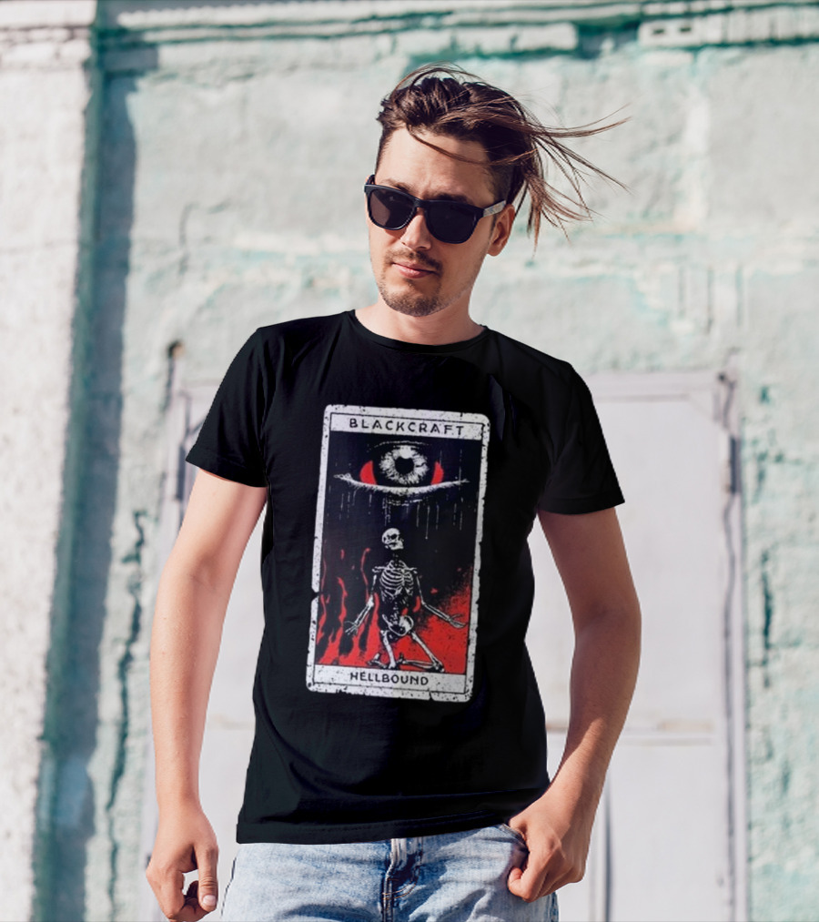 Blackcraft Cult Hellbound Tarot Skeleton Eye Flames T-Shirt