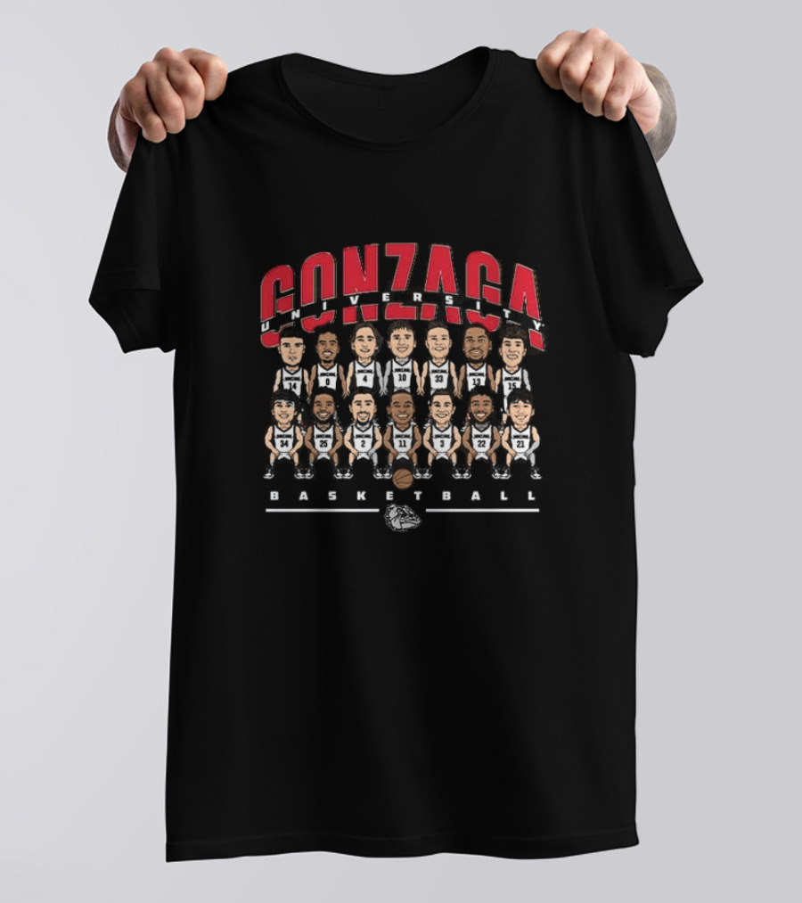 Gonzaga University Basketball Team Caricature With Bulldog T-Shirt
