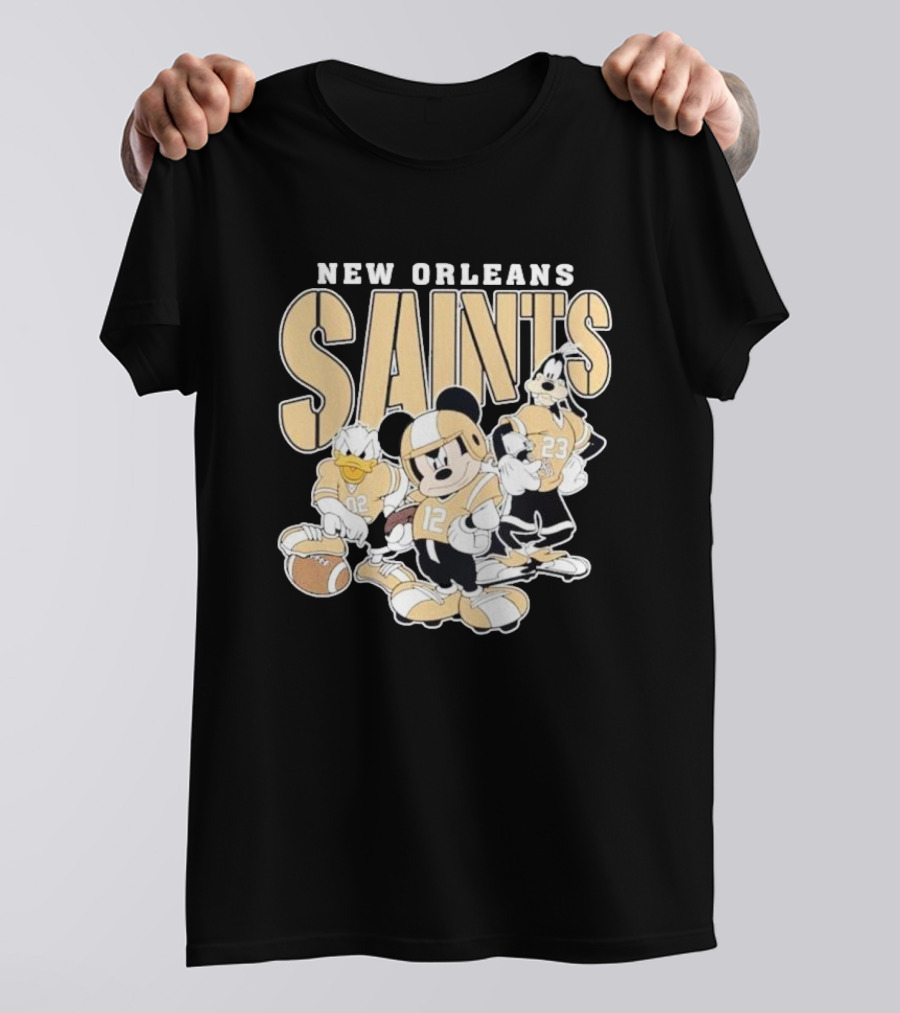 New Orleans Saints Mickey Donald Duck Goofy Football Team T-Shirt