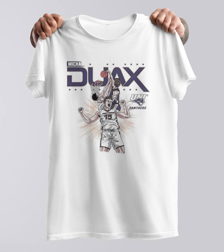 Northern Iowa Panthers Men's Basketball Michael Duax Dunking Action UNI Panthers T-Shirt