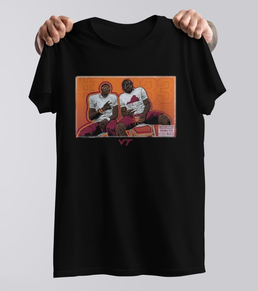 Kyron Drones And Bhayshul Tuten Virginia Tech NCAA Football Caricature #33 VT T-Shirt