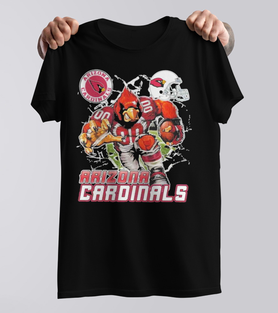 Arizona Cardinals Mascot Breaking Through Wall Vintage Football Helmet T-Shirt