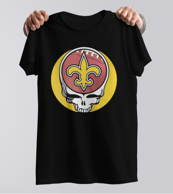 New Orleans Saints Grateful Dead Skull Logo Football T-Shirt