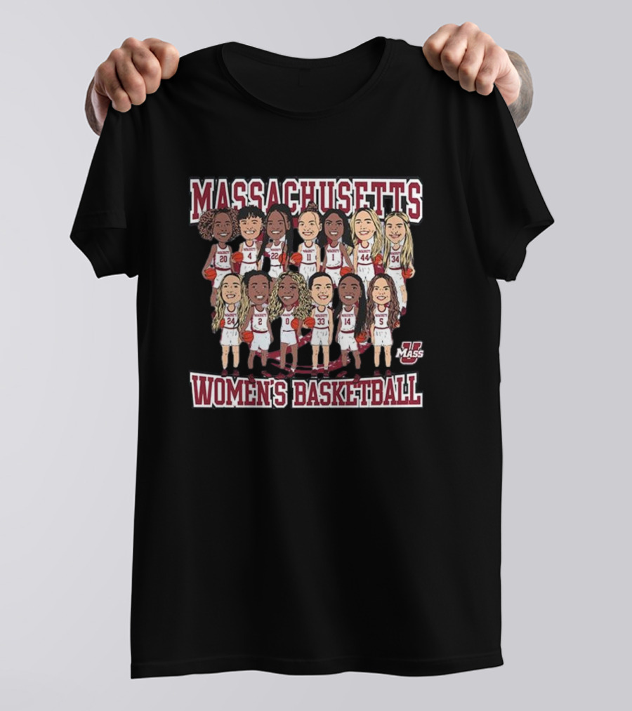 Massachusetts UMass Women's Basketball Team Caricature T-Shirt