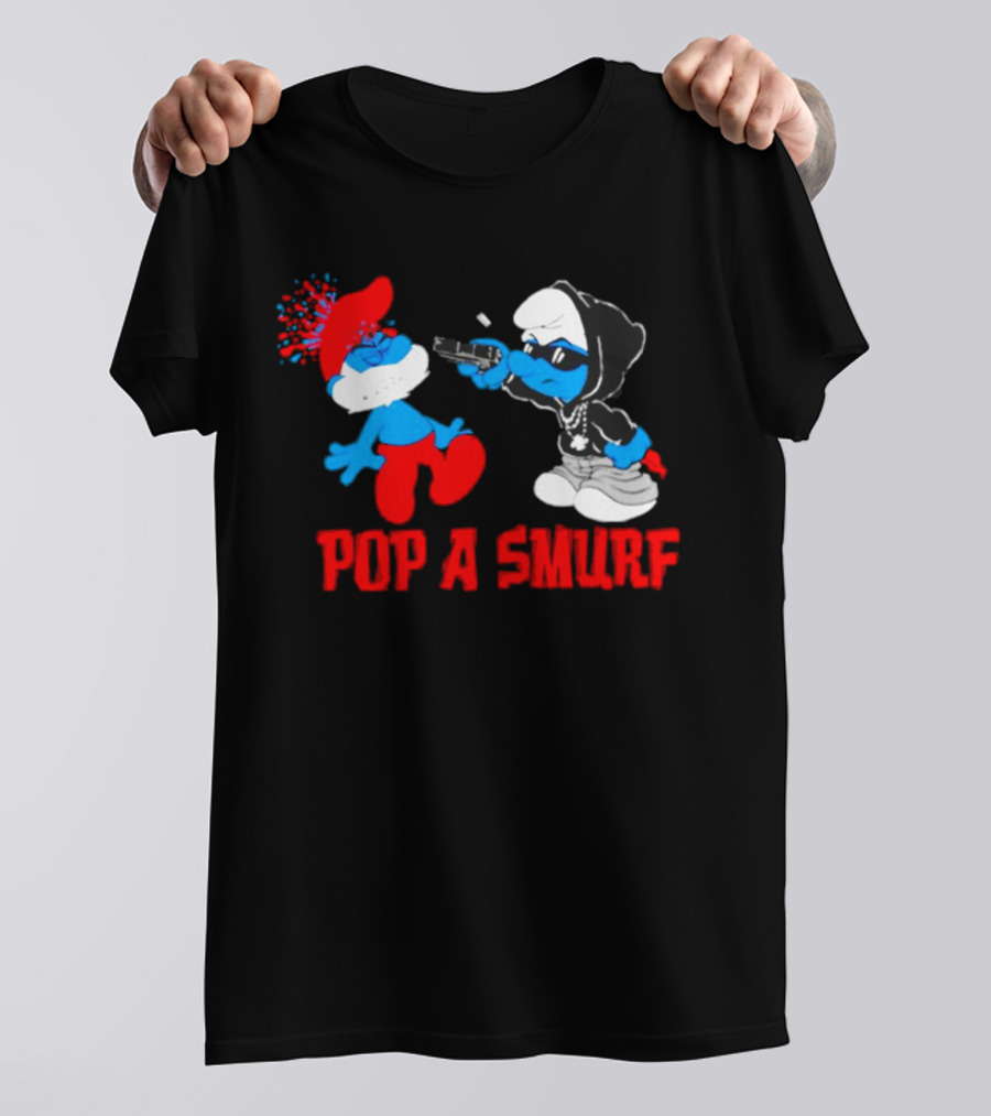 Pop A Smurf Gangster Smurf With Spray Can Urban T-Shirt