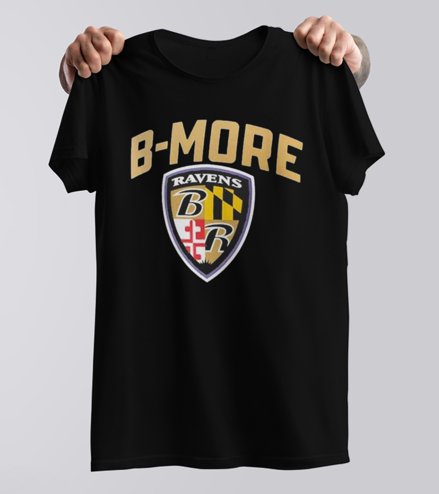B-MORE Baltimore Ravens Logo Shield Ravens B R T-Shirt